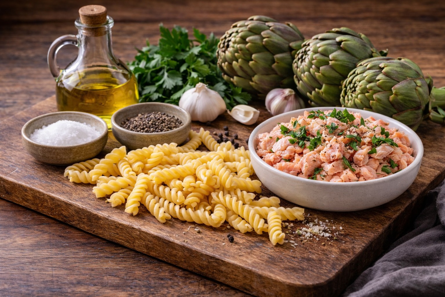 Fusilli carciofi e salmone